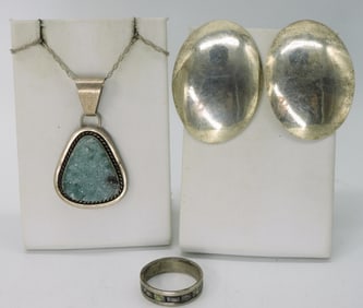 Blue Druzy, Abalone & 925 Pierced Earrings