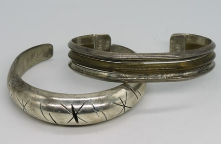 2 Taxco Sterling Cuff Bracelets