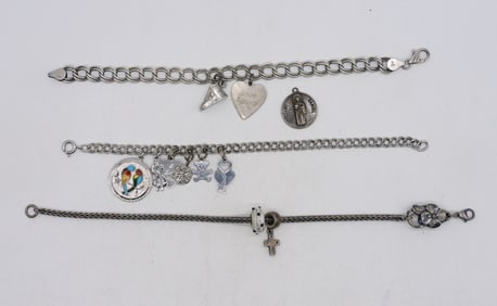 3 Sterling Charm Bracelets