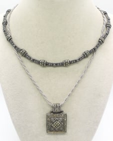 2 Sterling Marcasite Necklaces