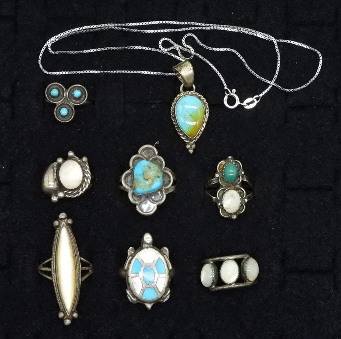 Vintage 925 Turquoise & Mother of Pearl (1 of 2)