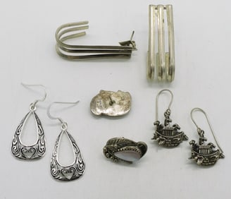 4 Pair of Pierced Sterling Earrings