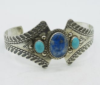 Sterling Lapis Lazuli & Turquoise Bracelet