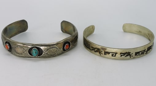 Turquoise & Kokopelli Sterling Cuffs