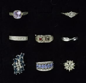 8 Sterling Fashion Gemstone Rings