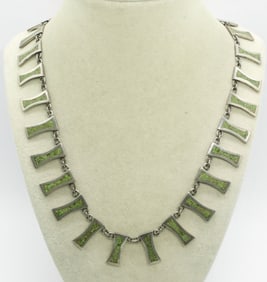 Taxco Green Turquoise Inlay Necklace