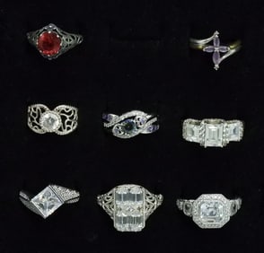 8 Sterling Simulated Diamond Rings