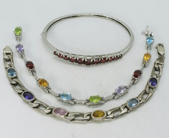 Multi Gemstone Sterling Bracelets