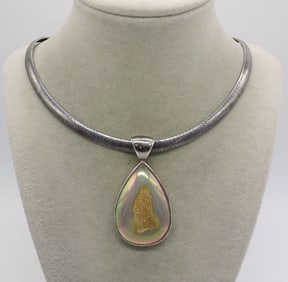 White Druzy Agate 925 Necklace