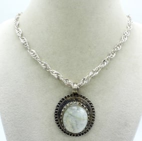 Chunky Moonstone Pendant on 925 Chain