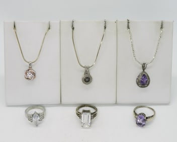 3 Necklaces, 3 Rings - Sterling