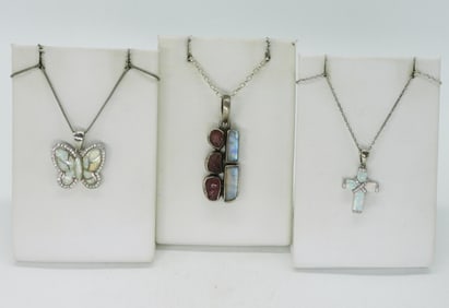 Opal, Moonstone & Garnet Necklaces 925