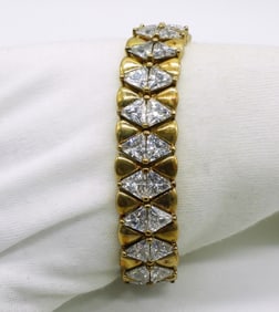 Gold Tone 925 CZ Wide Bracelet