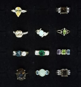 11 Sterling Gemstone Fashion Rings