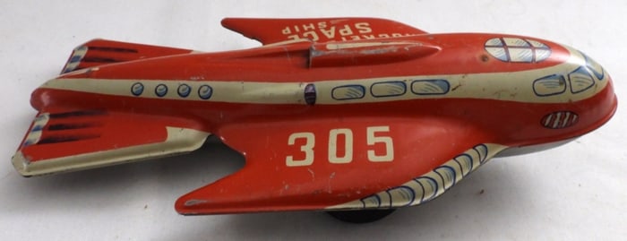Vintage 1950s Rocket Space Ship Tin