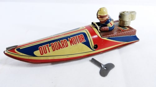 Litho Tin Wind-up "Miss America Outboard Motor"