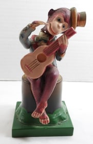 1940's Tin Celluloid Guitar Playing Wind Up Monkey