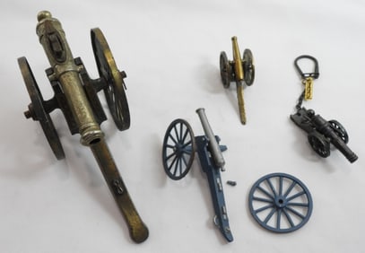 Vintage Brass Cast Iron and Lead Cannon Set