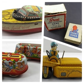 Vintage Tine Wind-Up Toys Plus Mini Games