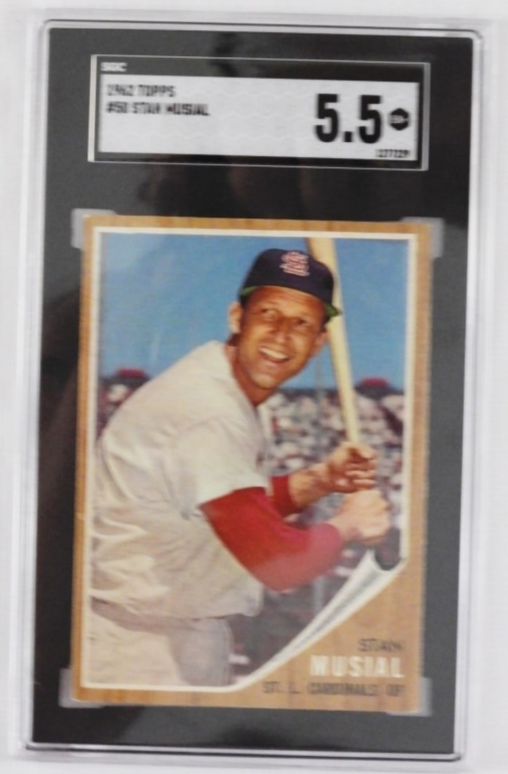1962 TOPPS #50 Stan Musial SGC Graded Card: SGC 5.5 EX+