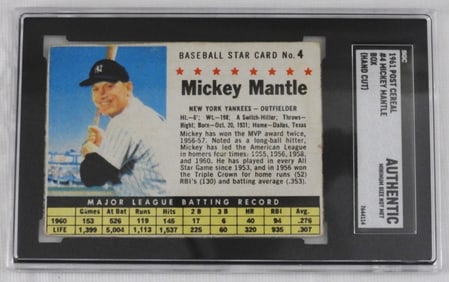 Mickey Mantle Post Cereal #4 SGC Graded