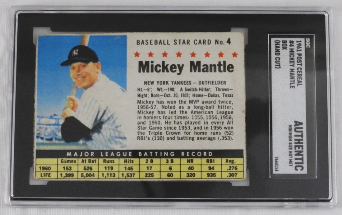 Mickey Mantle Post Cereal #4 SGC Graded (1 of 2)