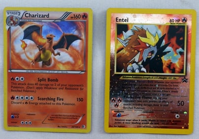 (2) Cards Entei & Stage 2 Charizard Hologram