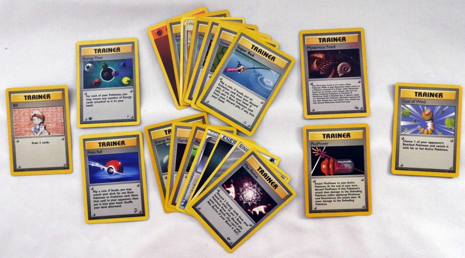 (20) Trainer & Energy Cards: Unsorted, unverified, may have duplicates, various conditions.