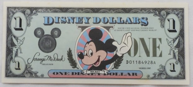 $1 Disney Dollar Mickey Mouse 1987 Crisp