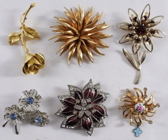 (6) Flower Brooches
