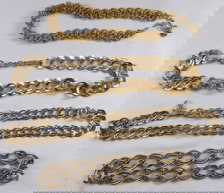 (4) Gold-Tone Chunky Necklaces