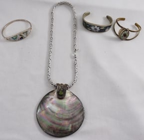 Abalone Shell (3) Bracelets & (1) Necklace