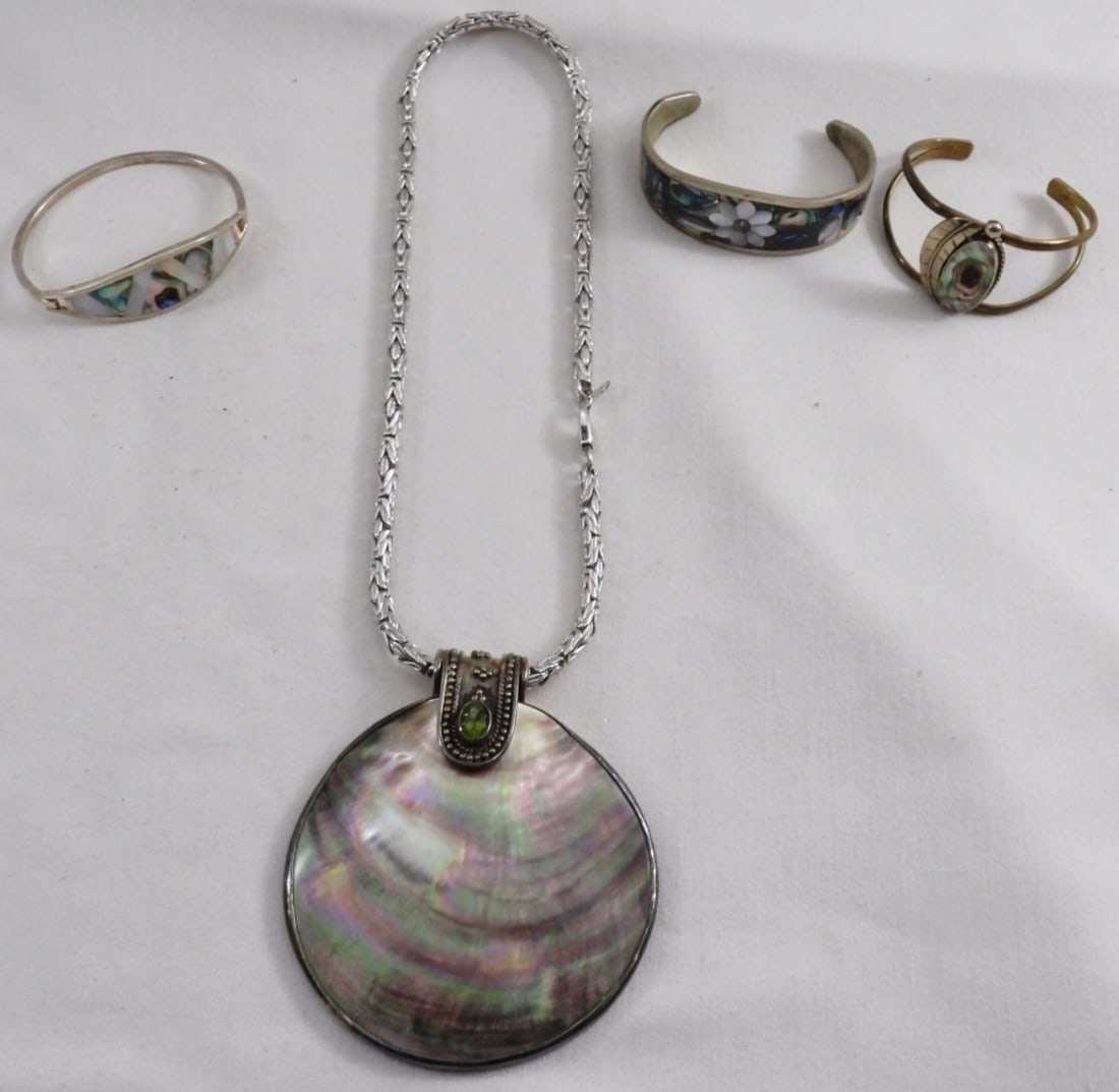 Abalone Shell (3) Bracelets & (1) Necklace (1 of 1)
