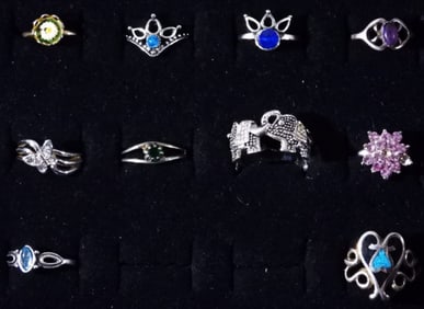 (10) Silver-Tone Rings