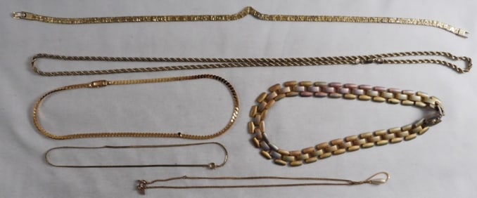 (6) Gold-Toned Necklaces