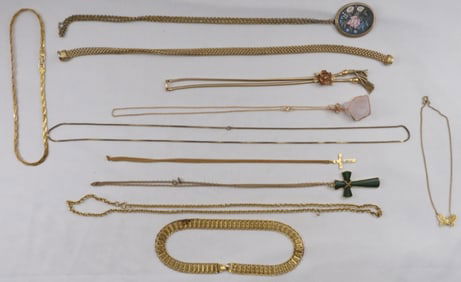 (10) Gold Toned Necklaces