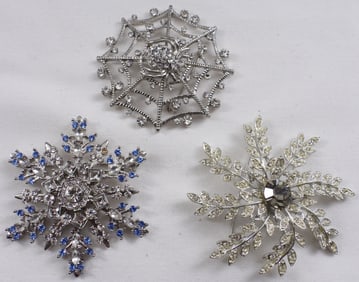 (3) Rhinestone Brooches
