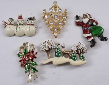 (5) Christmas Brooches