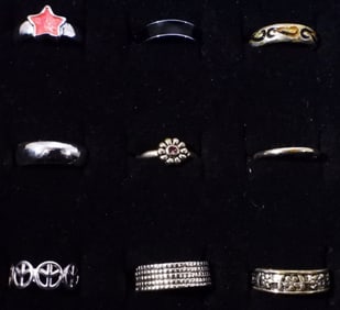 (9) Silver-Toned Rings