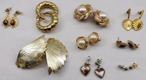 (9) Pairs of Gold-Toned Earrings