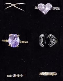 (6) Silver-Toned Rings