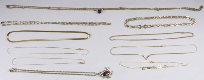 (10) Gold-Tone Necklaces