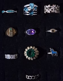 (10) Silver-Tone Rings