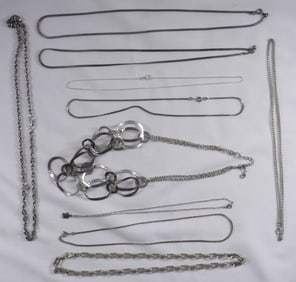 (10) Silver-Tone Necklaces