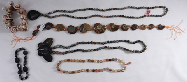 (4) Stone & Shell Necklaces & (2) Bracelets