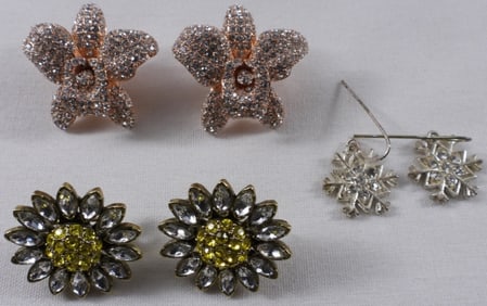 (3) Pairs of Floral Earrings