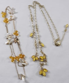 (2) Gold Tone Necklaces