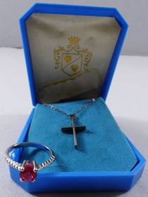Silver Cross Necklace & Ring