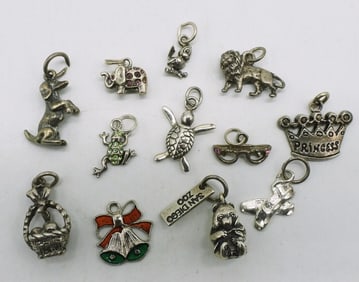 12 Small Sterling Charms