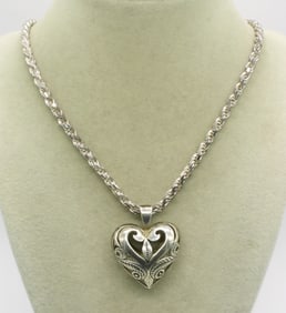 Sterling Heart Pendant & Thick Chain
